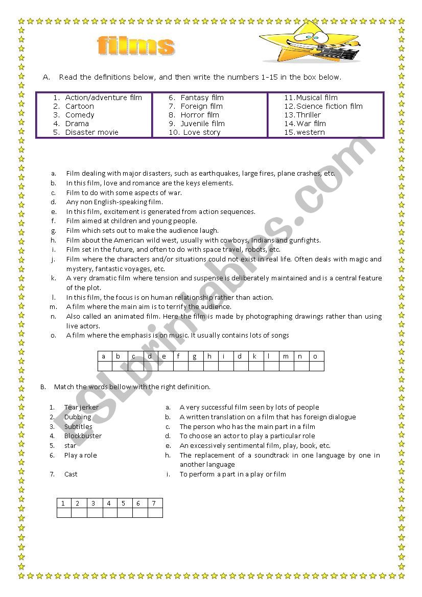 Films worksheet