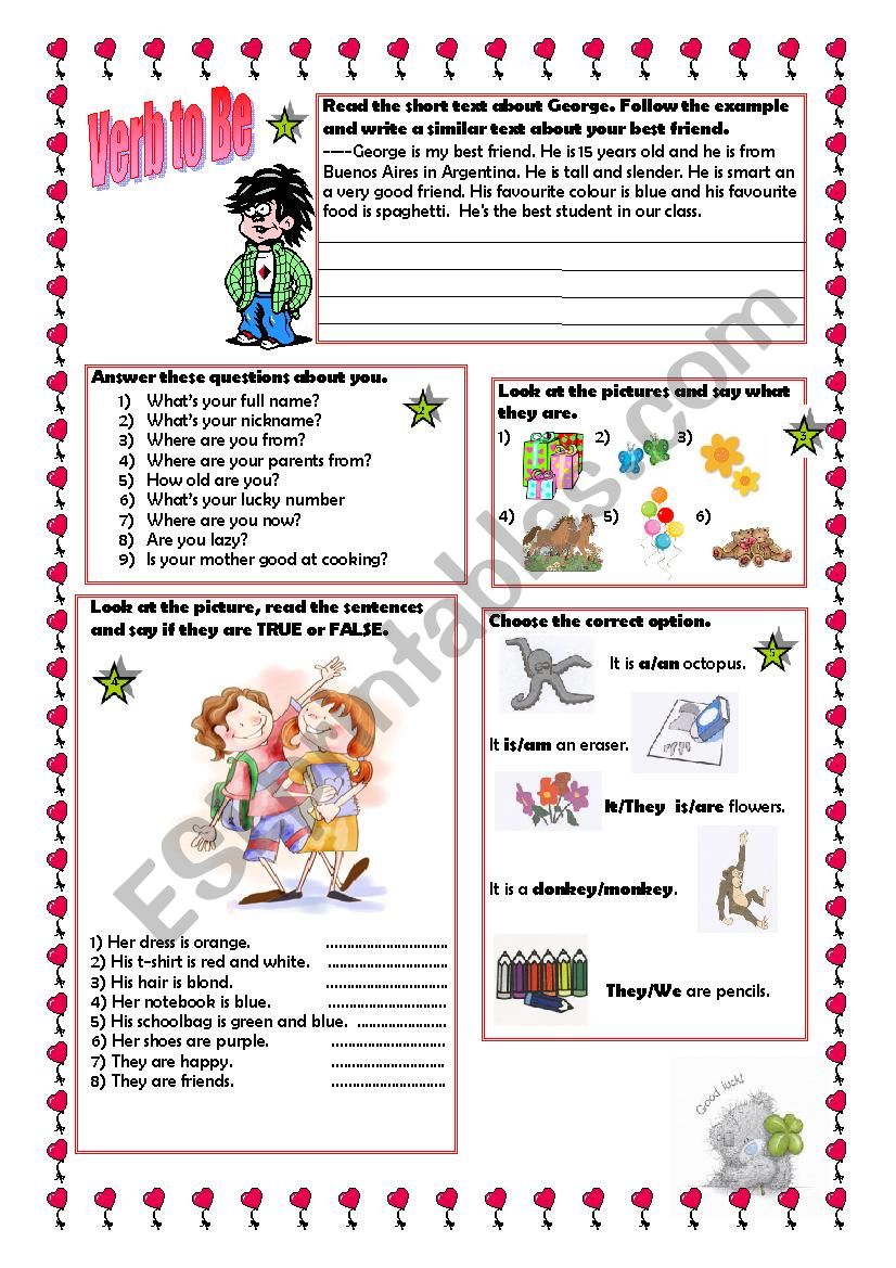 VERB TO BE: SIMPLE EXERCISES FOR YOUR STUDENTS