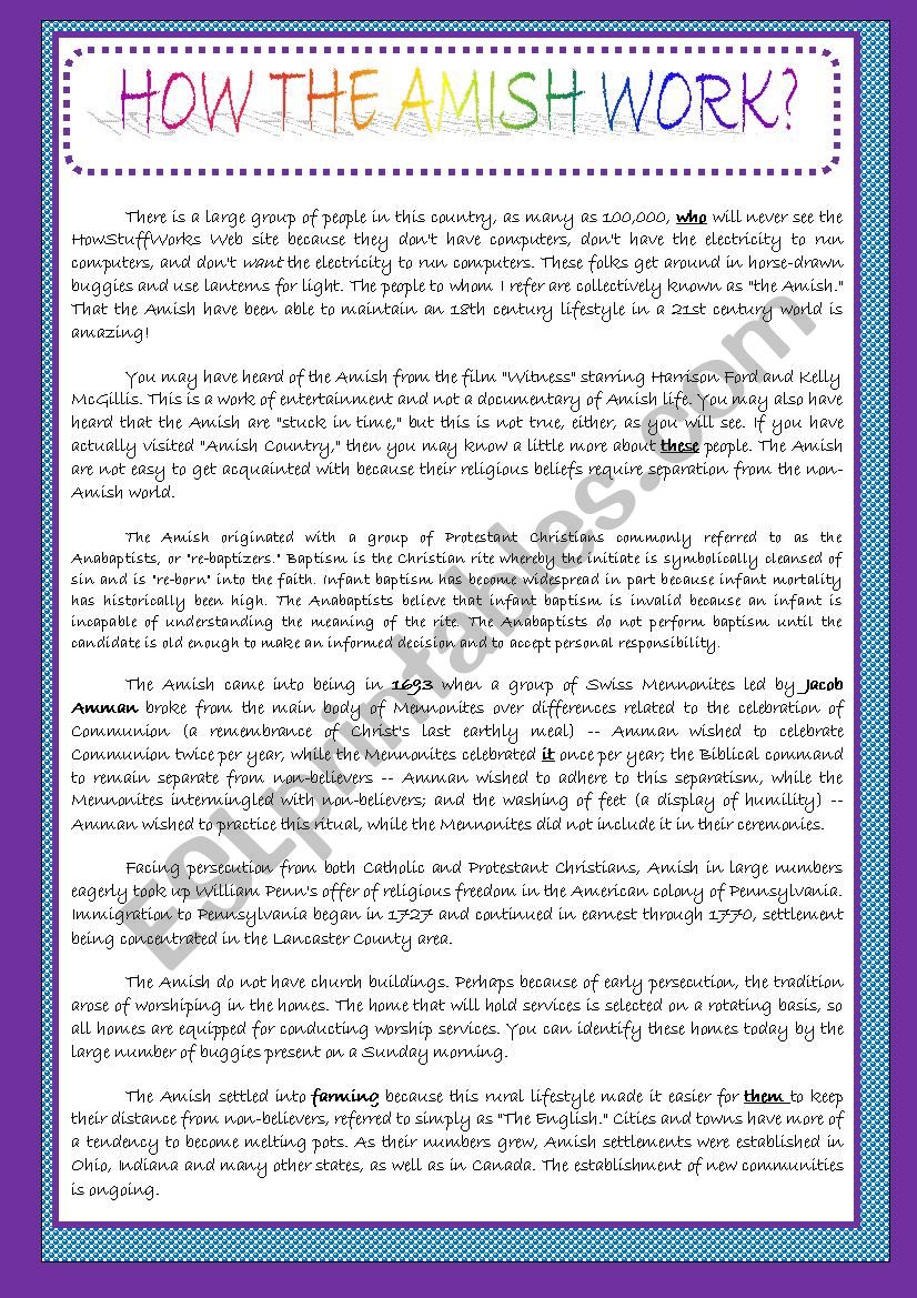 HOW THE AMISH WORK? / MULTICULTURALISM