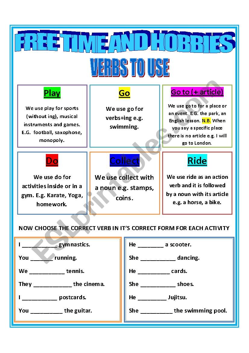 Freetime and Hobbies: Verbs and adverbs