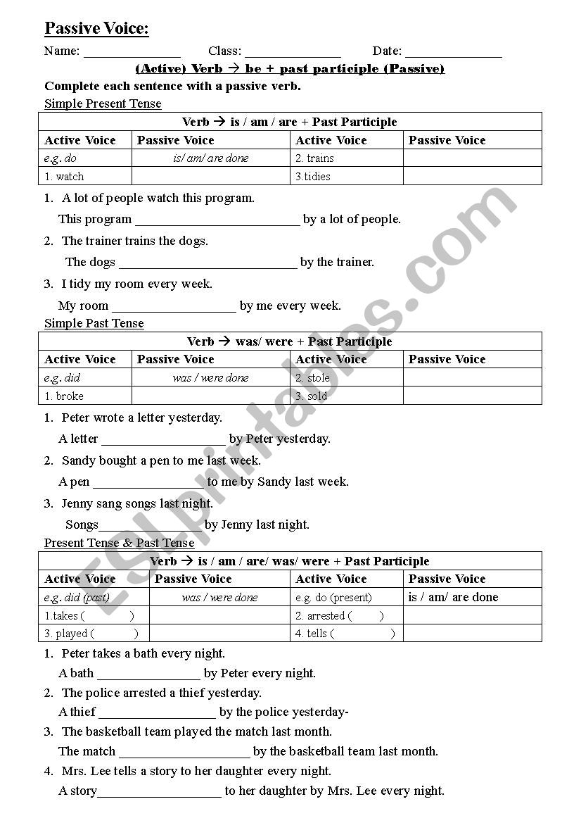 Passive Voice  worksheet