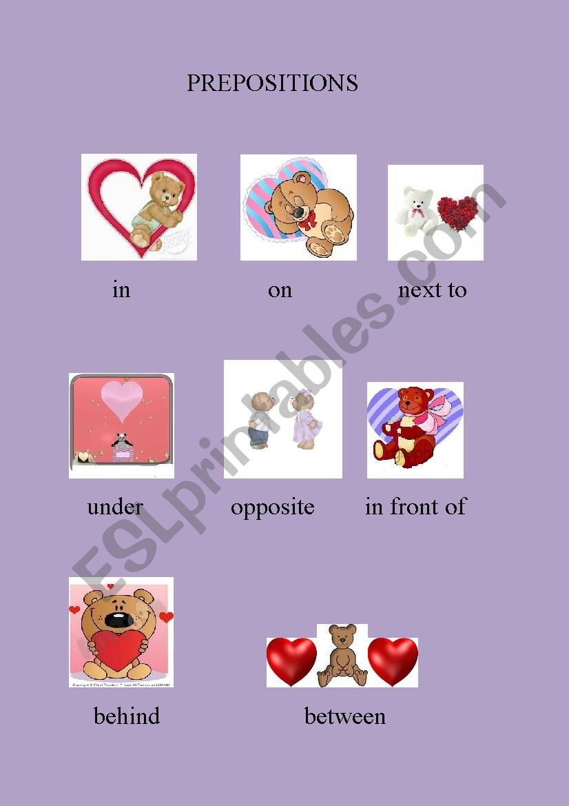 PREPOSITIONS OF PLACE  worksheet