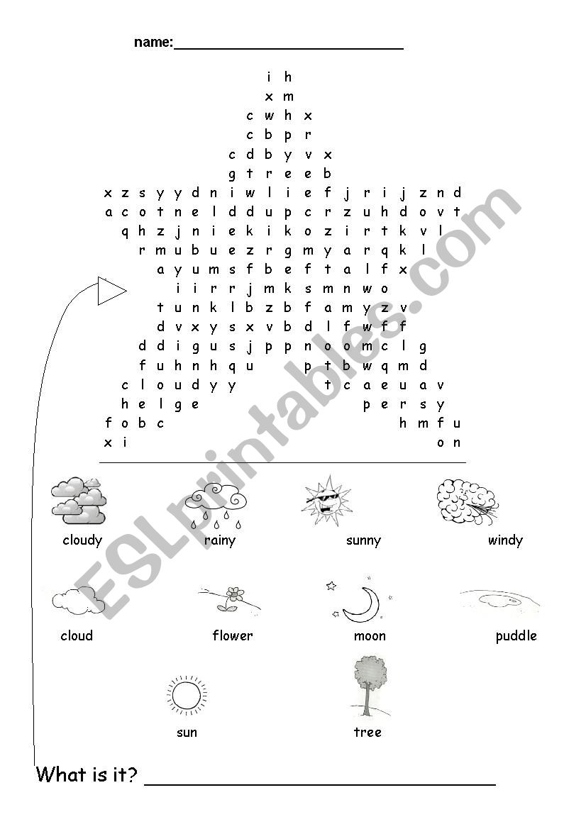 Weather wordsearch worksheet