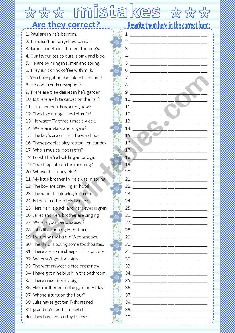 learning from mistakes worksheet