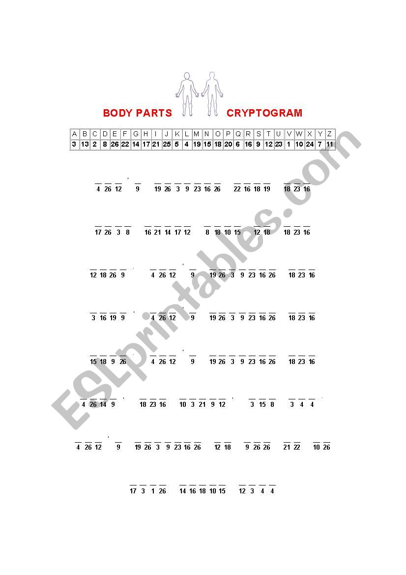 Body parts cryptogram - funny poem