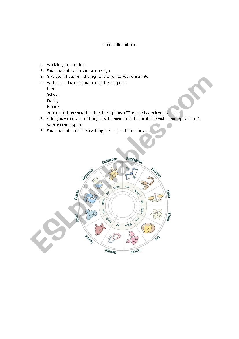 Predict Your Future worksheet