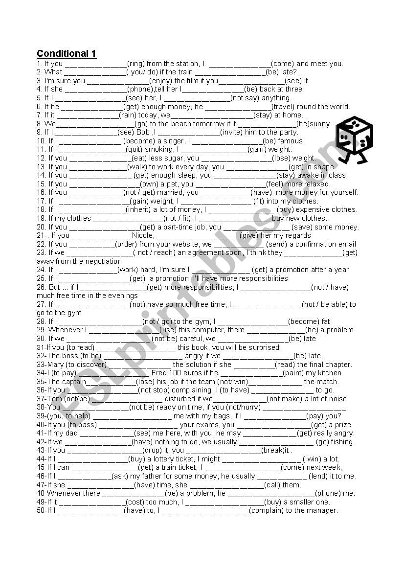 Conditionals Type 1 worksheet