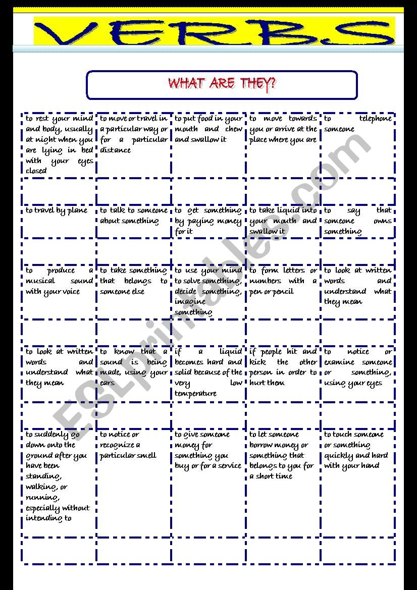 Verbs worksheet