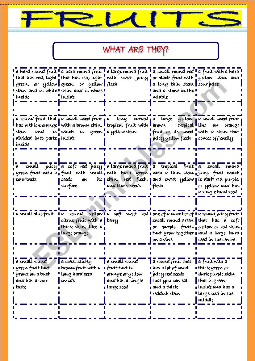 Fruits worksheet