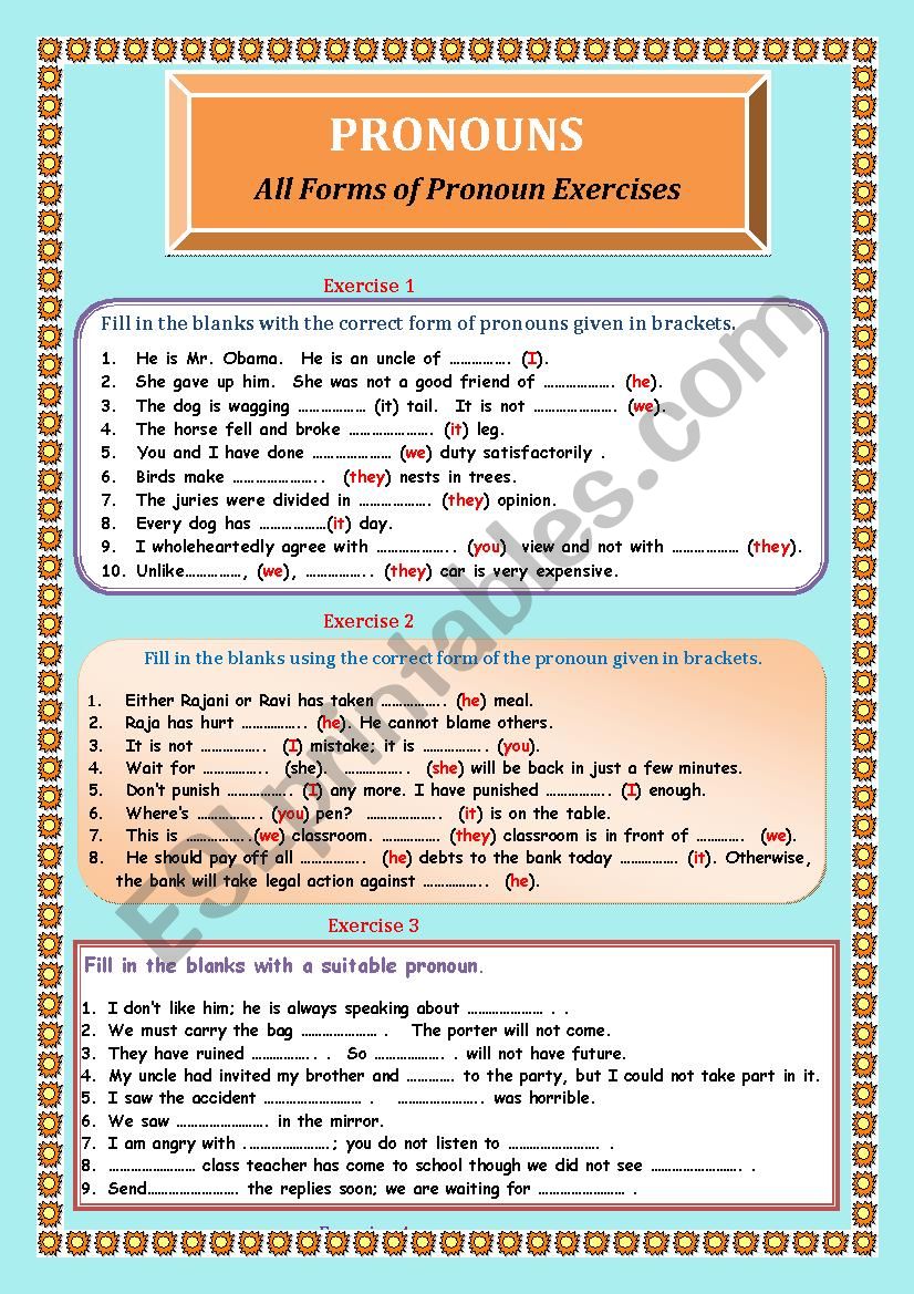 PRONOUNS worksheet