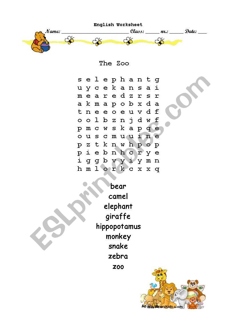 Zoo animals worksheet