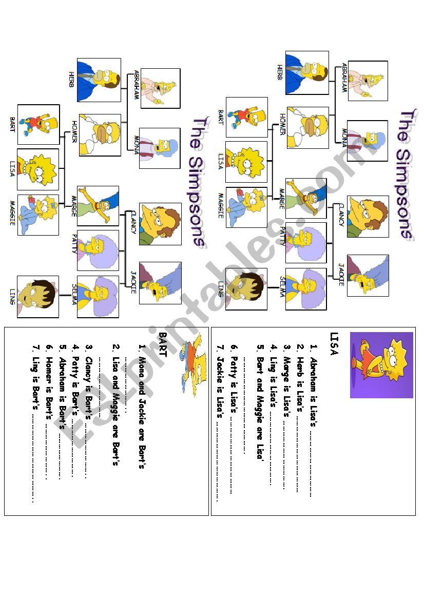 The Simpsons Family worksheet