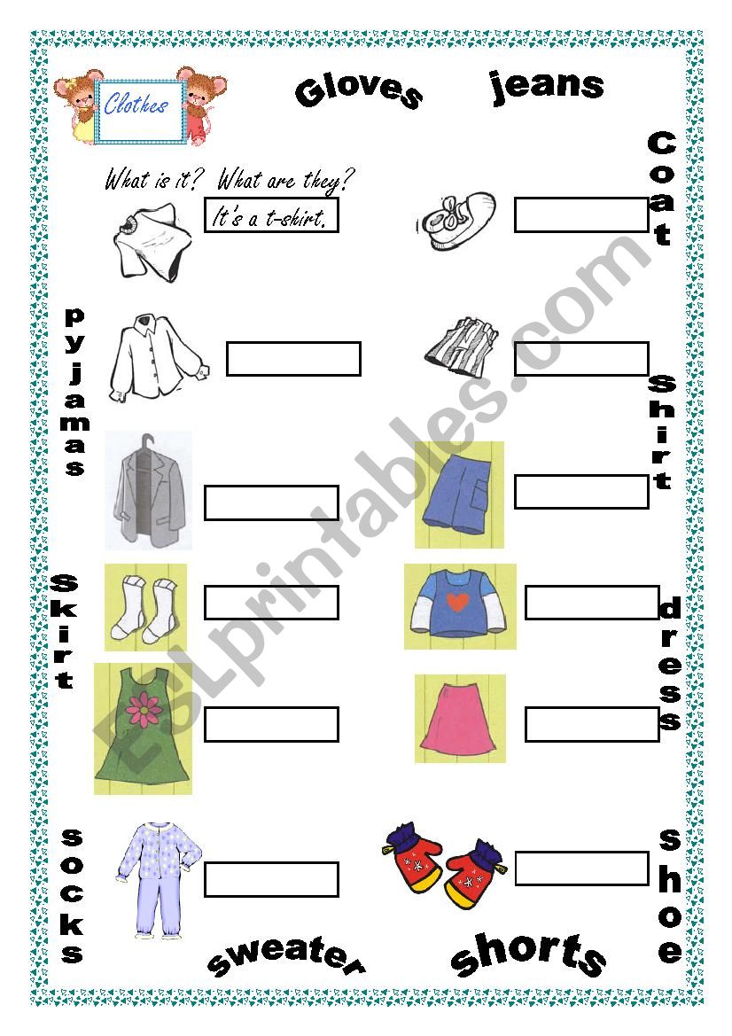 Clothes: Exercise for kids. worksheet