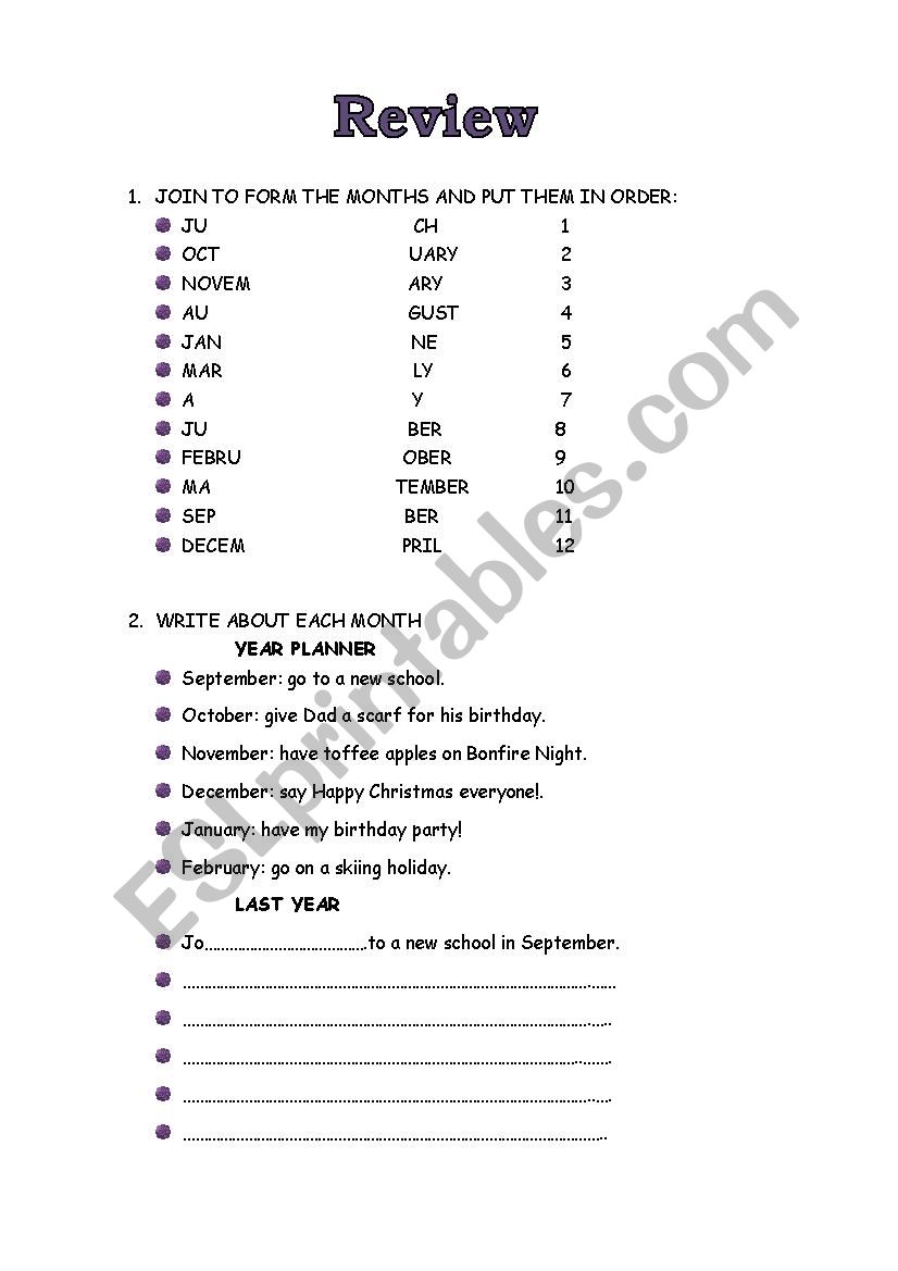 revision worksheet