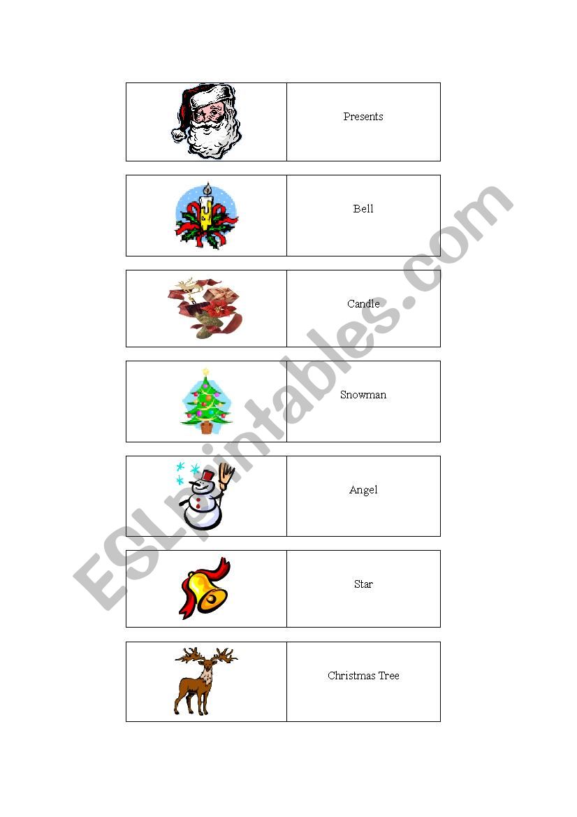Christmas Domino Game worksheet
