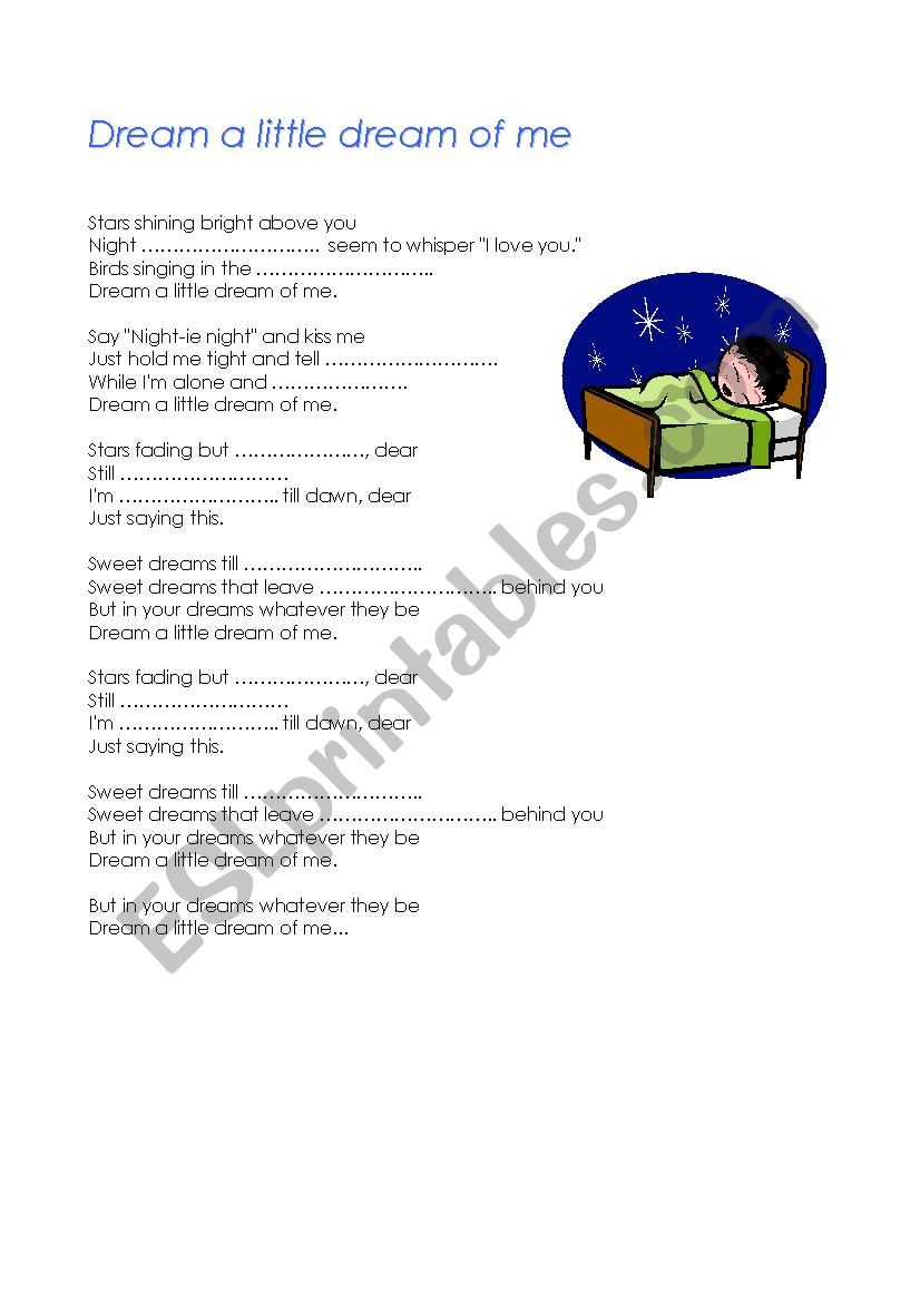 Dream a little dream of me... worksheet