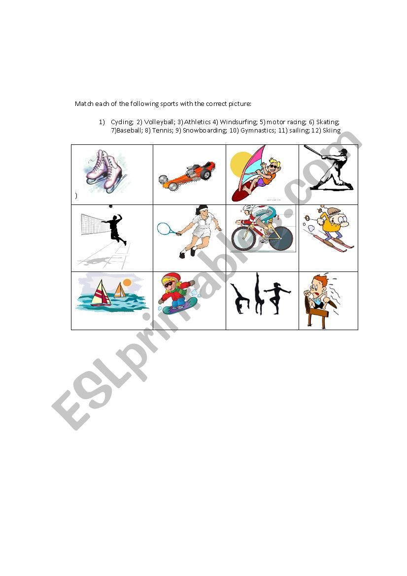 Sports worksheet