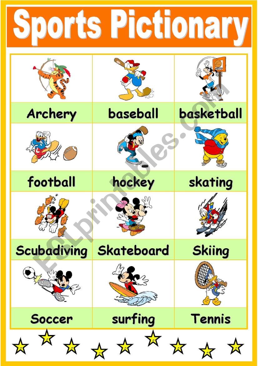 Sports Pictionary with wonderful Disney Pictures - 2003
