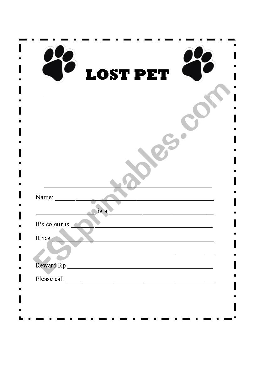 Lost Pet Poster worksheet