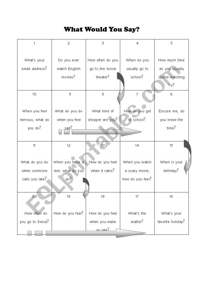 What Would You Say? worksheet