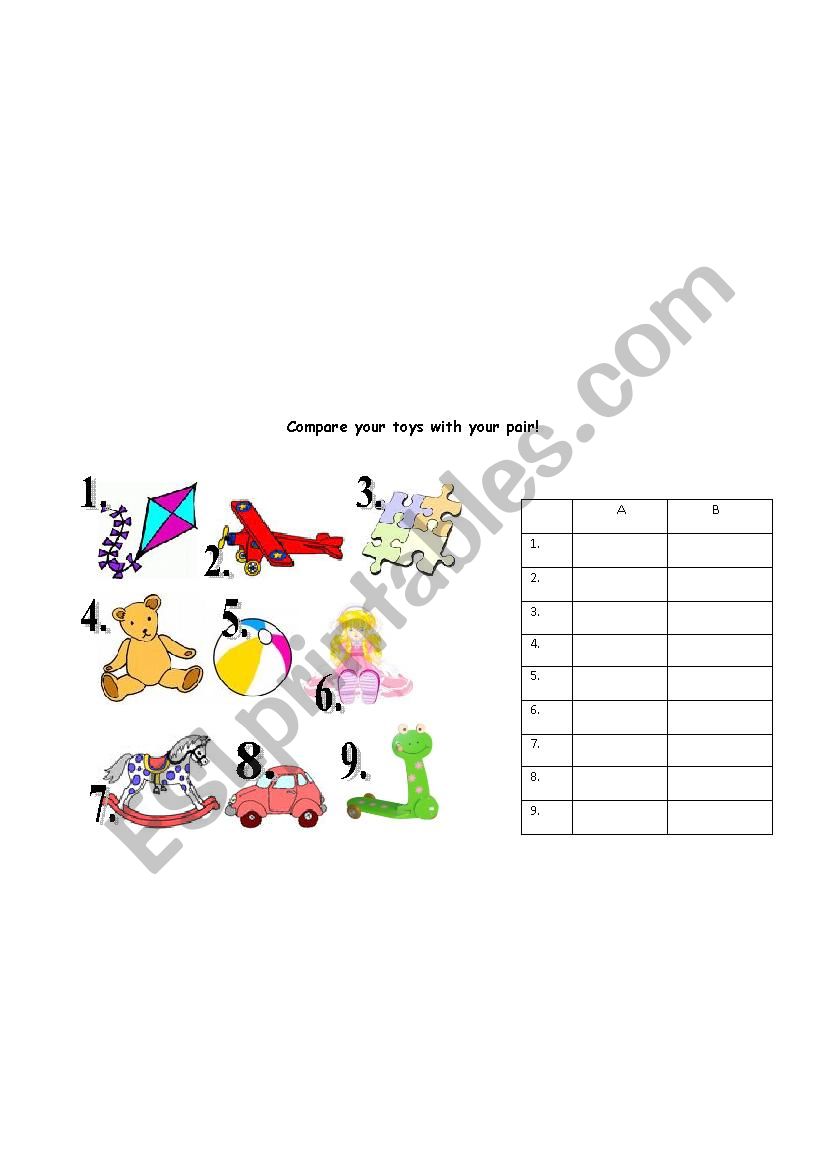 toys worksheet