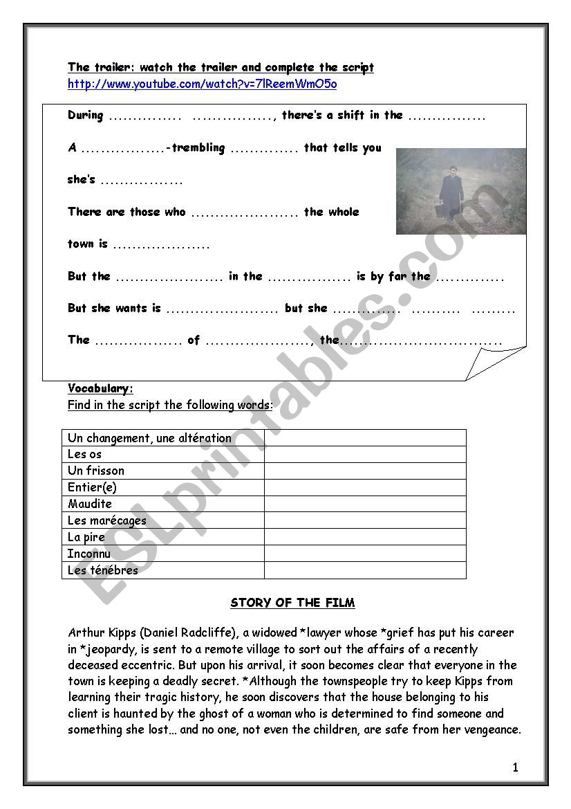 The Woman in black 2 worksheet