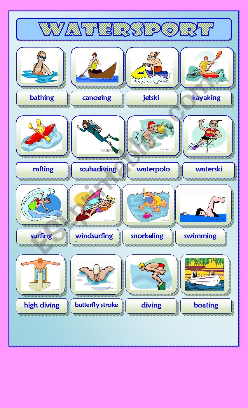 Watersports worksheet