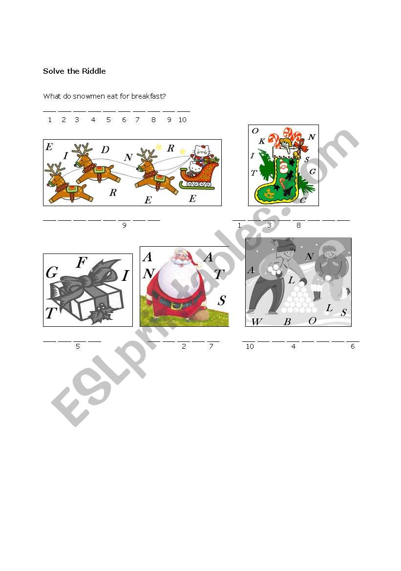 Christmas Riddle worksheet