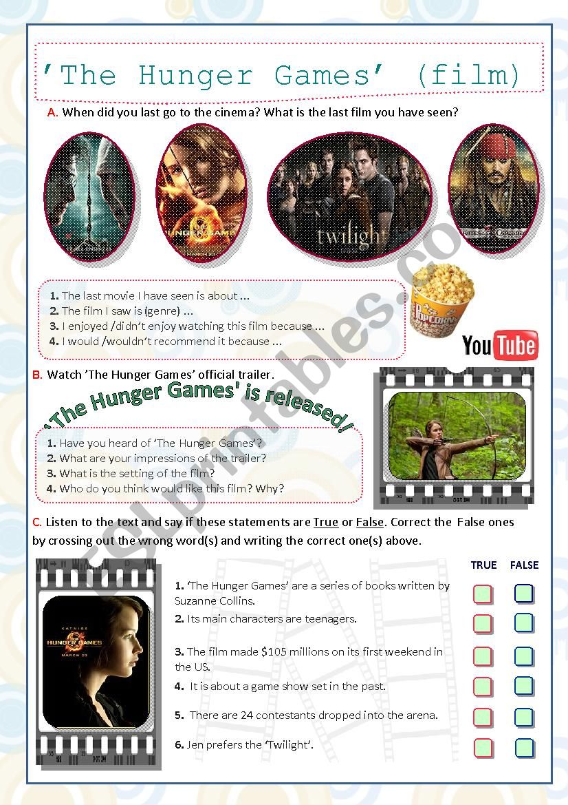 The Hunger Games film worksheet