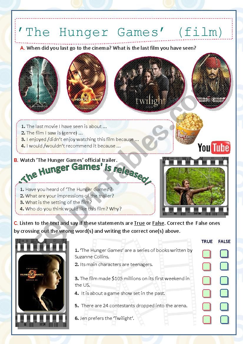 Â´The Hunger GamesÂ´ film worksheet