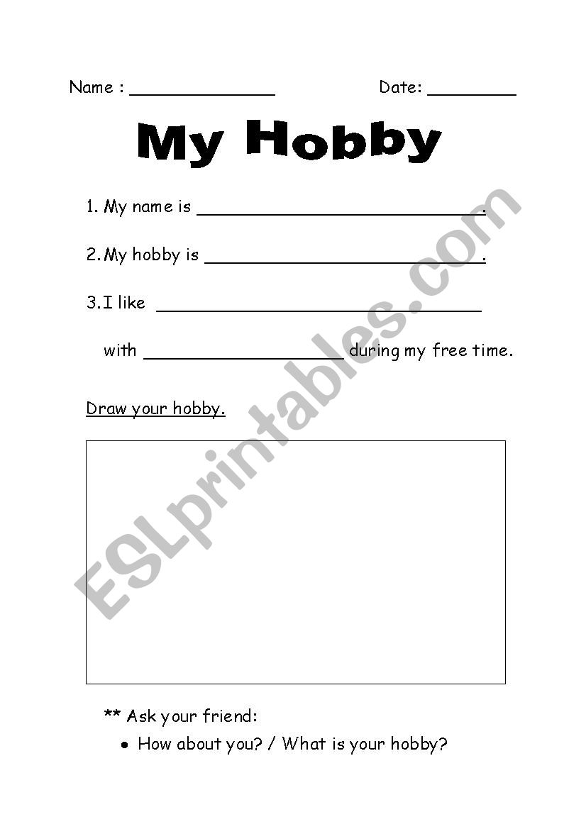 My hobby worksheet