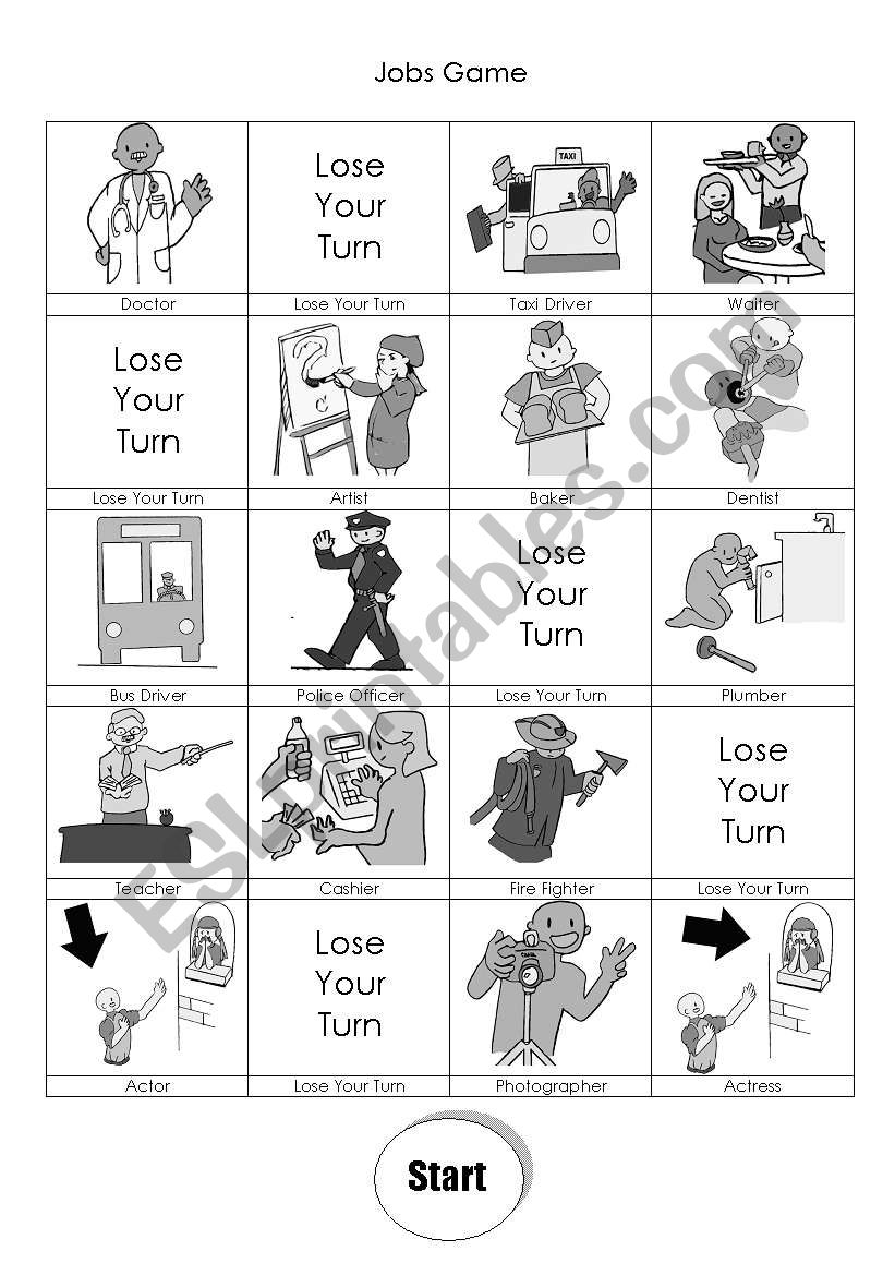 Jobs Game worksheet