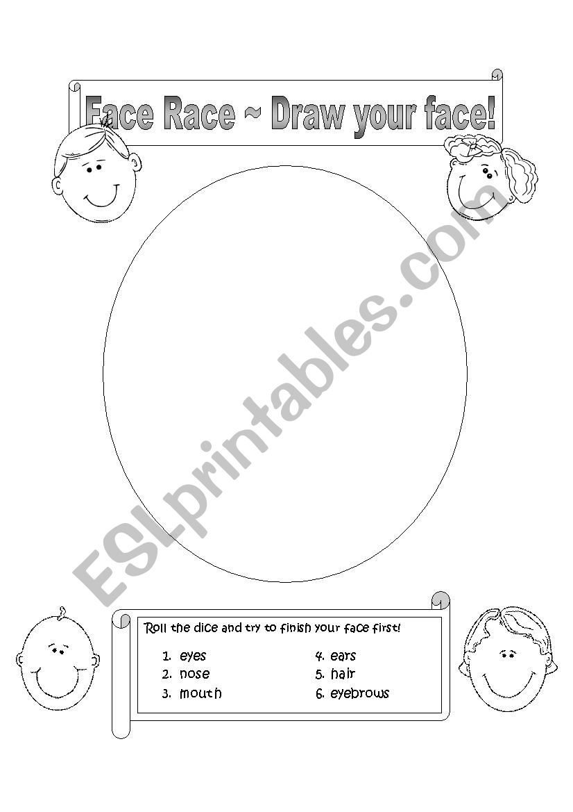 Face Race - Draw your face! worksheet