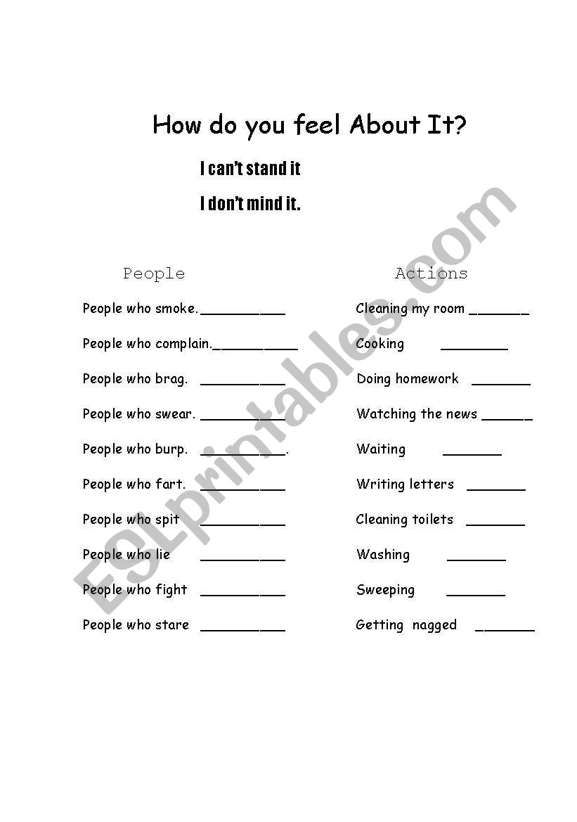 How Do You Feel About? worksheet