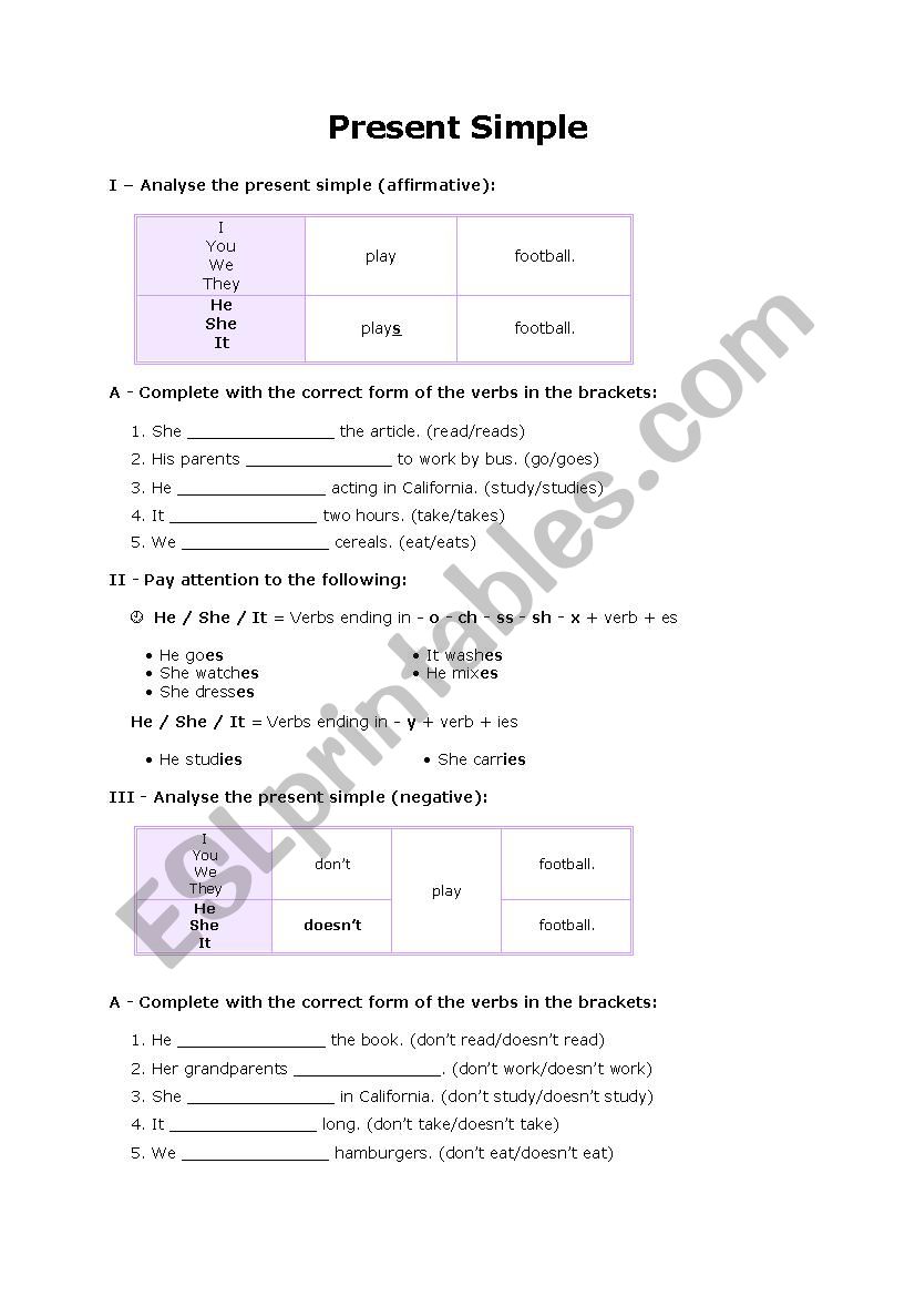 Worksheet - Present Simple worksheet