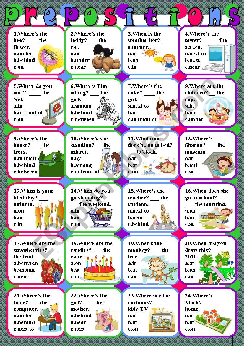 prepositions worksheet