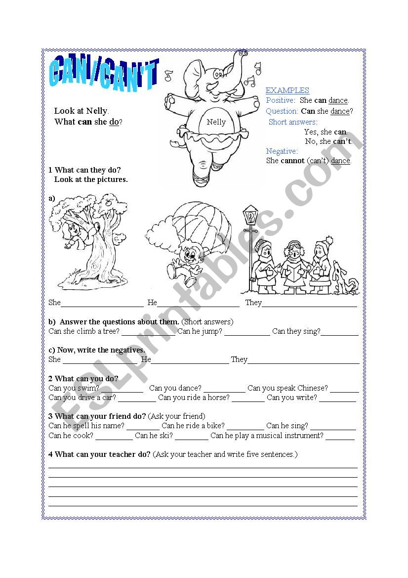 CAN / CANT worksheet