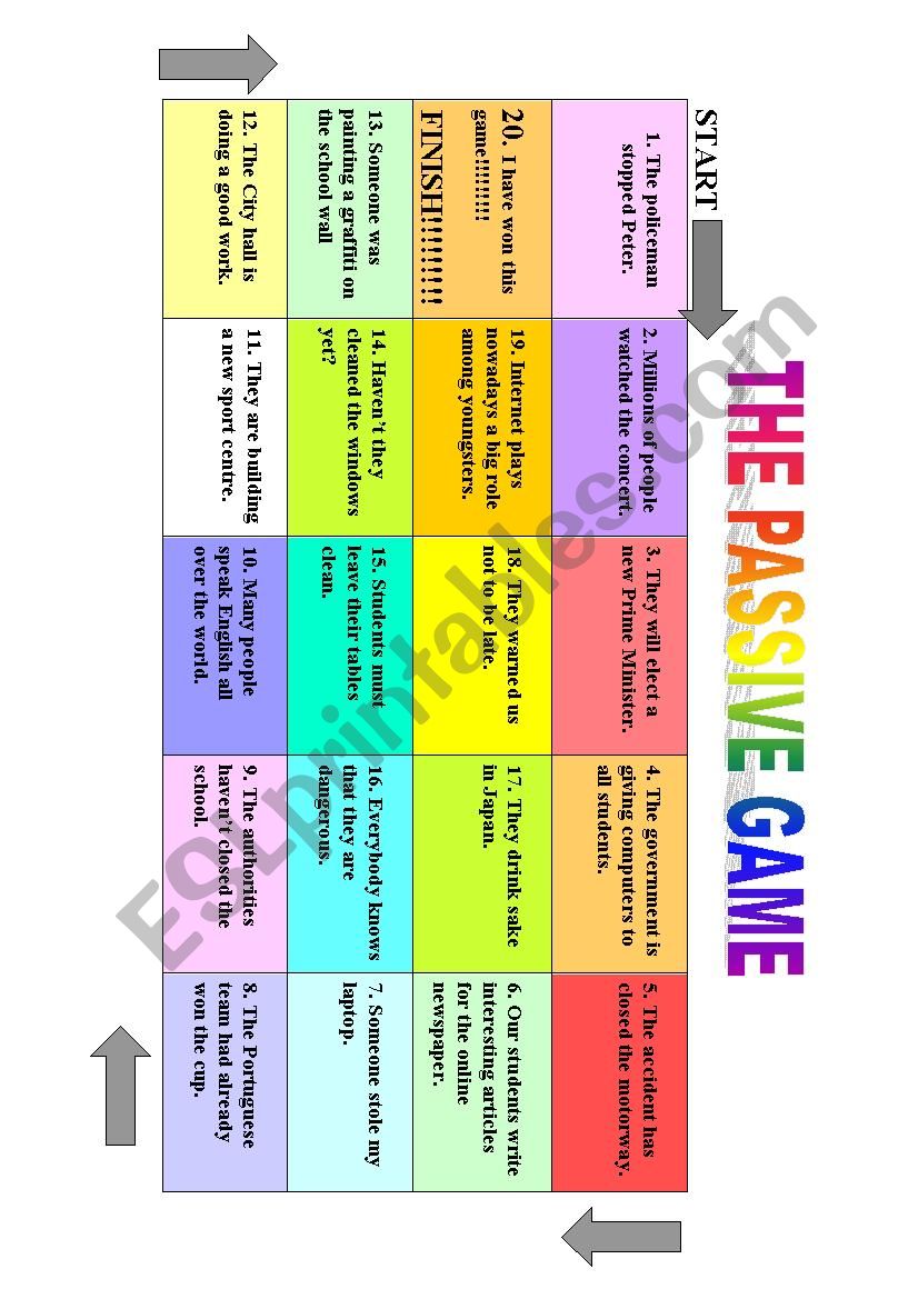 Passive Voice game worksheet