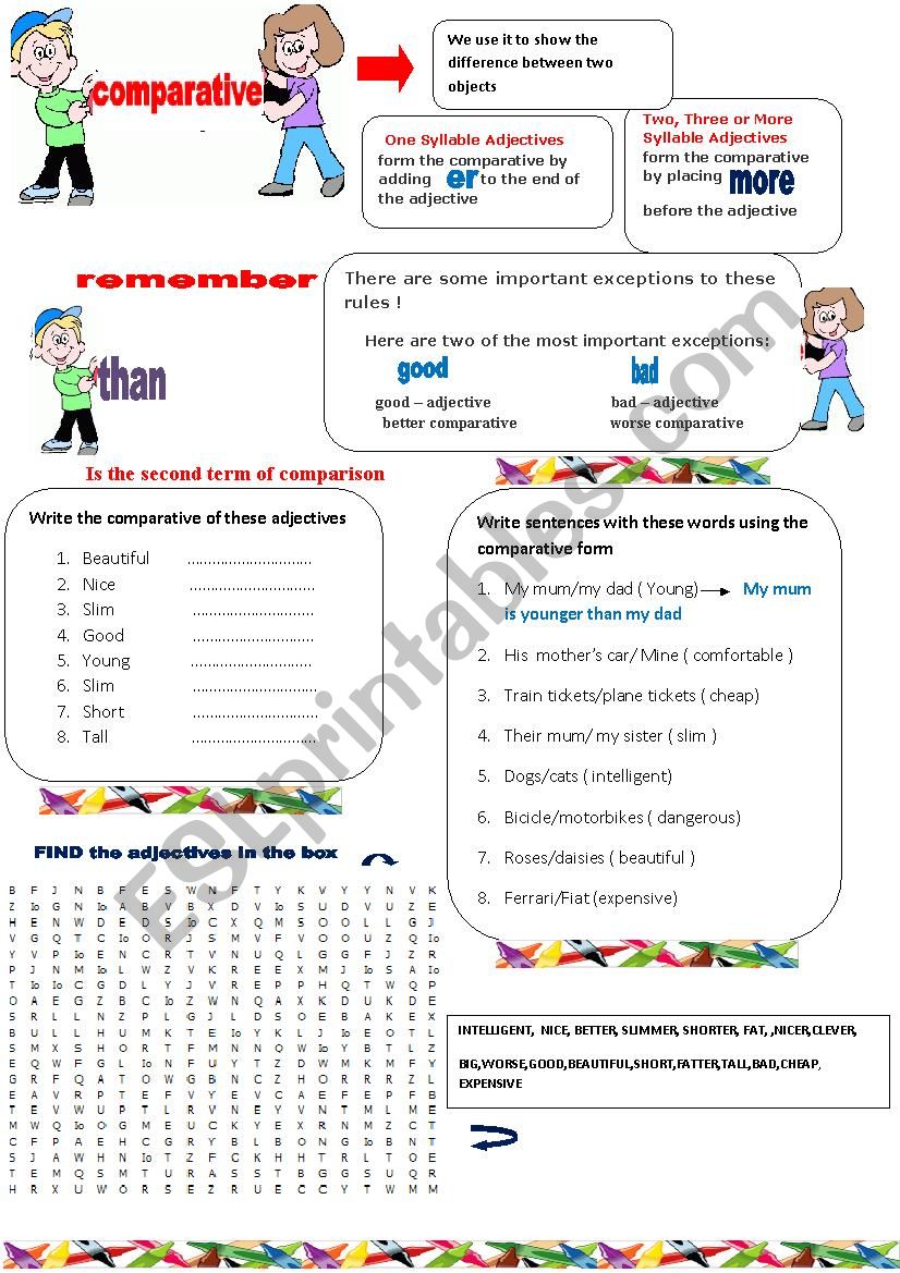 Comparative worksheet