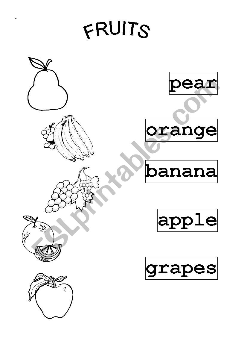 Fruits. Link the words and pictures