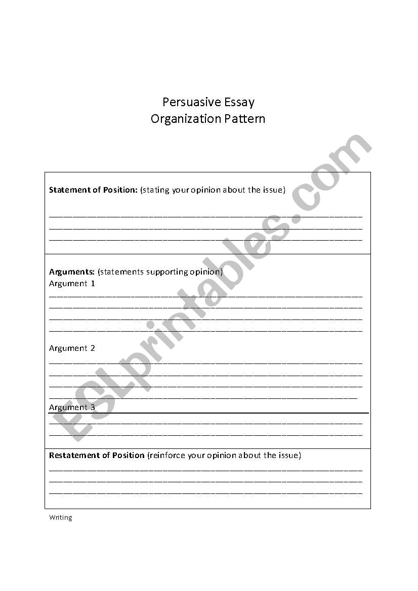 Persuasive Essay Scaffold worksheet