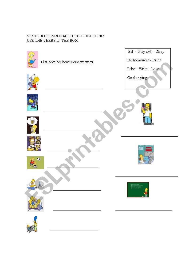 Routines - The Simpsons worksheet