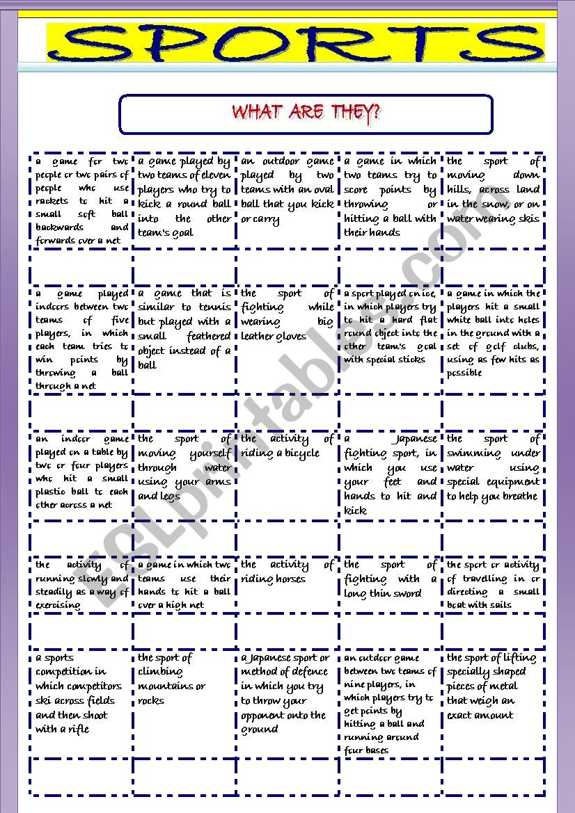 Sports worksheet