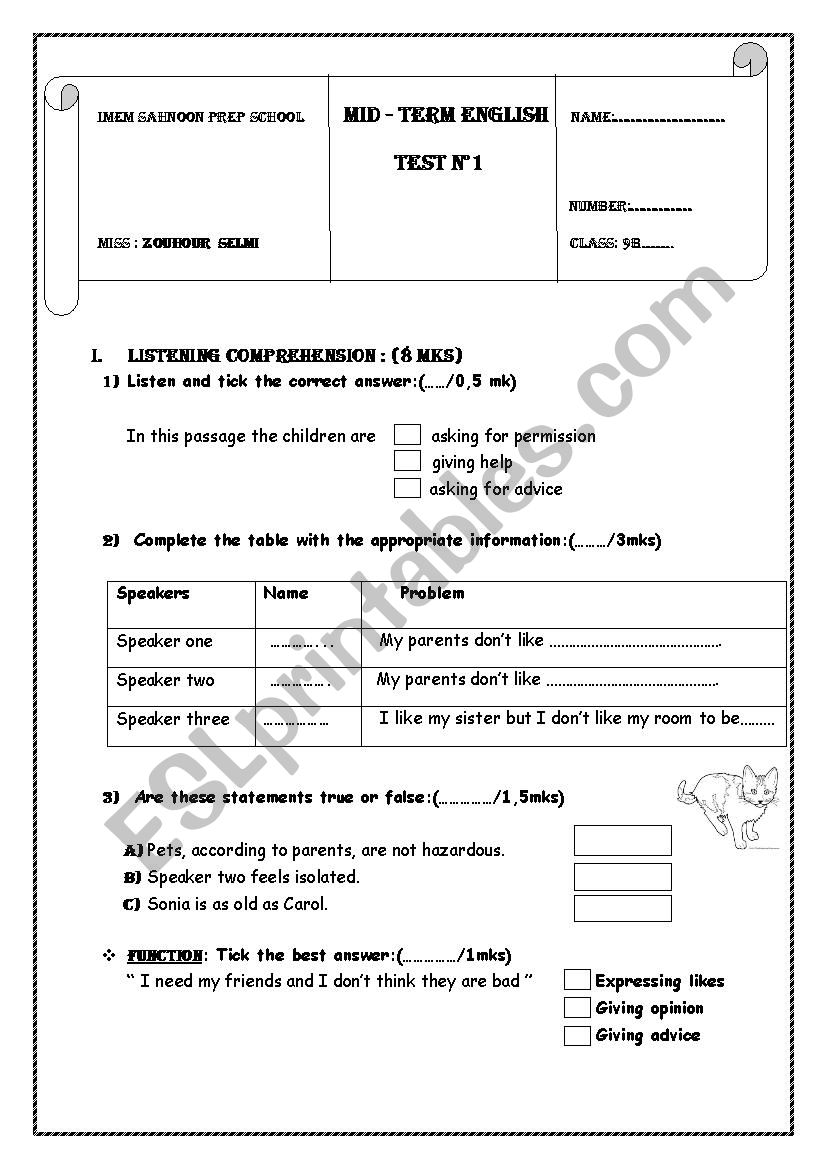 md term test1 9th frm worksheet