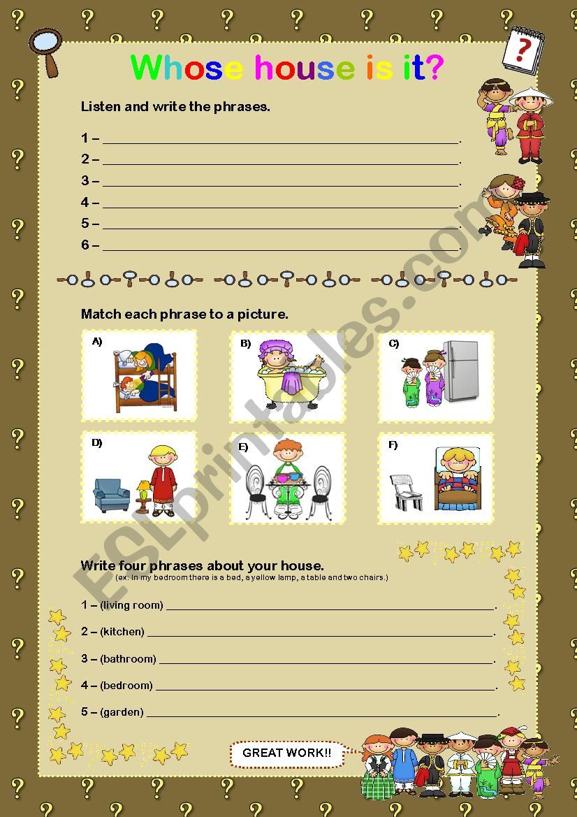 Whose house is it? worksheet