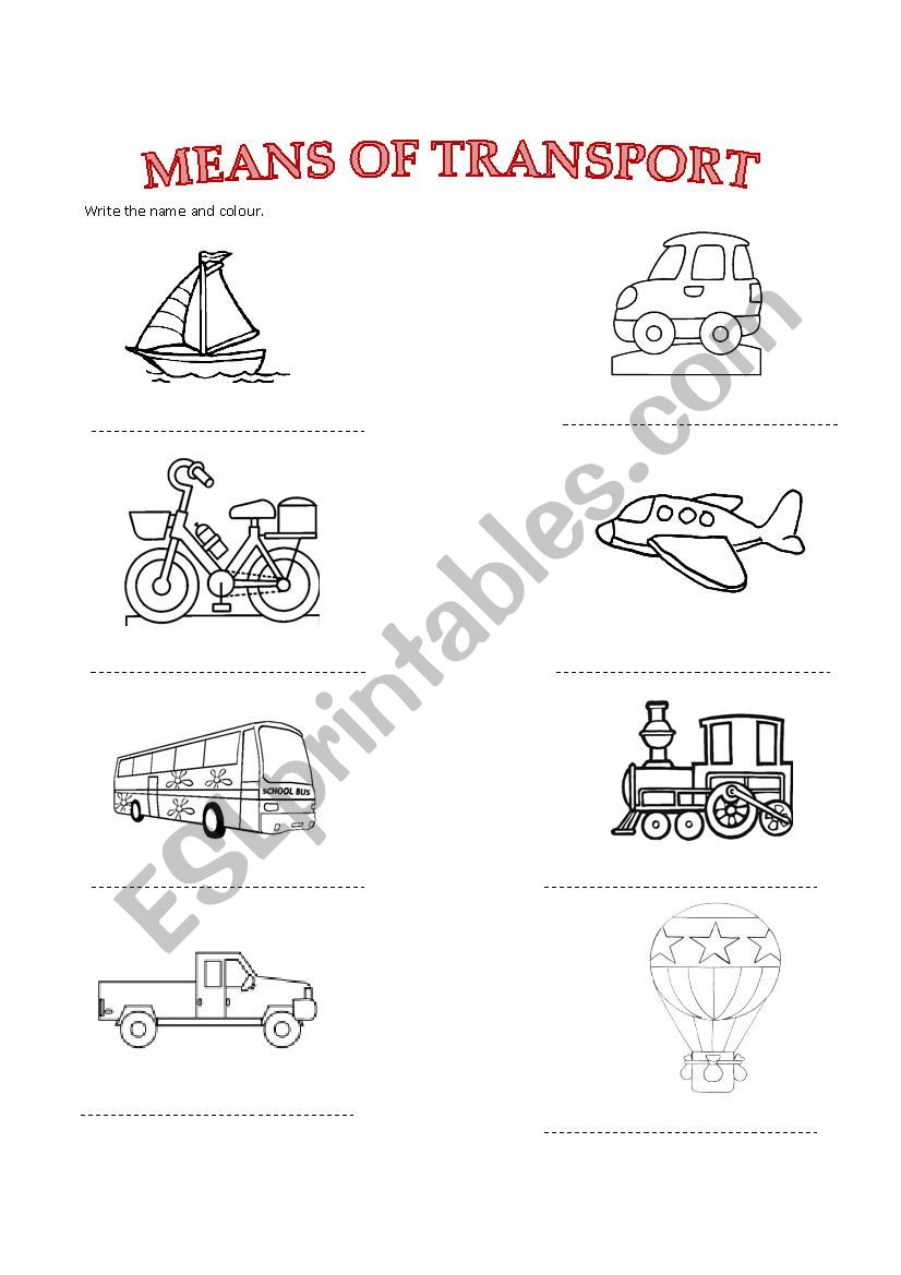 MEANS OF TRANSPORT - ESL worksheet by Aldjia