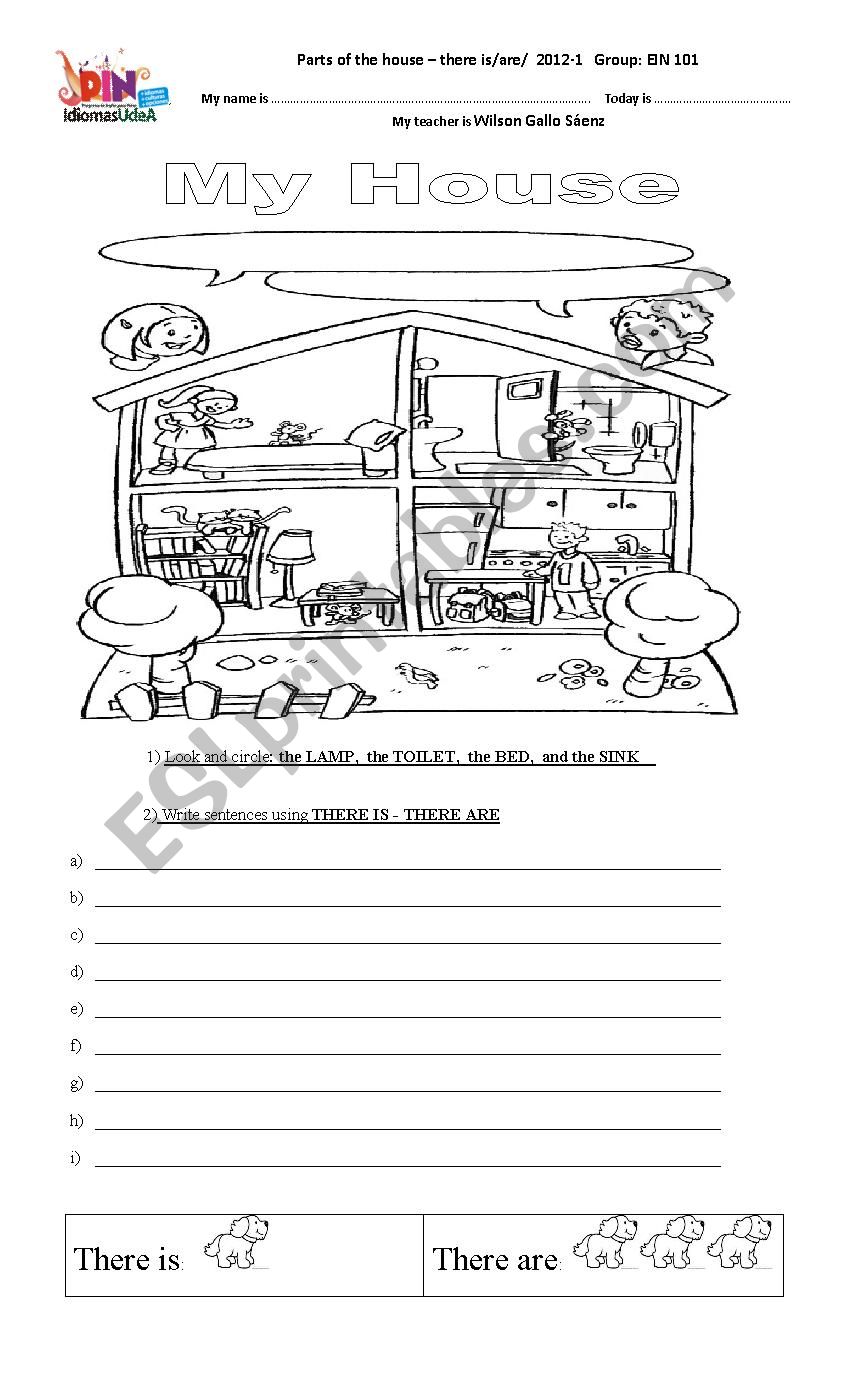 The House - There is - are worksheet