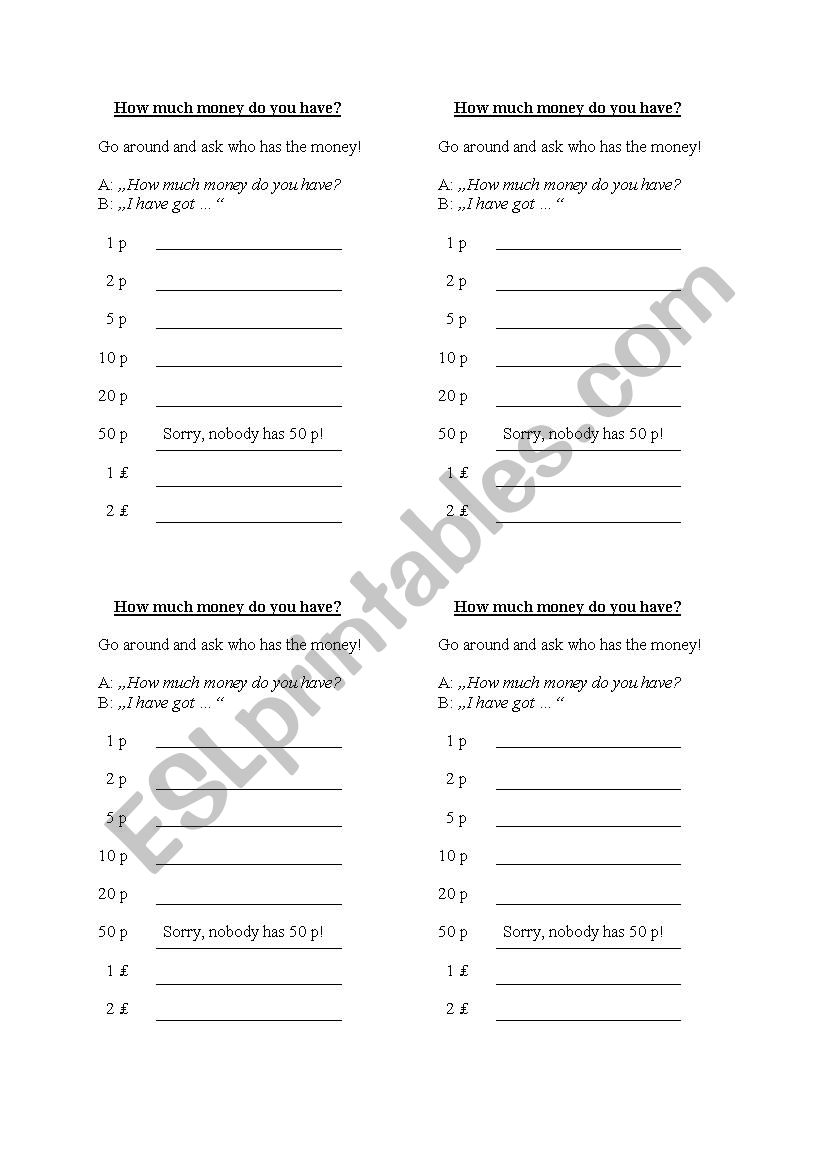 How much do you have? worksheet