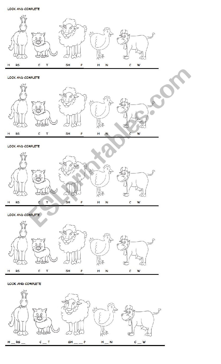 farm animals worksheet