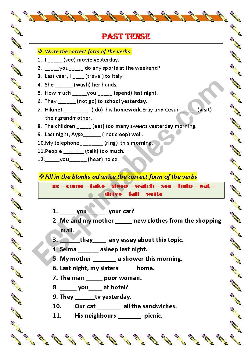 Past Tense worksheet